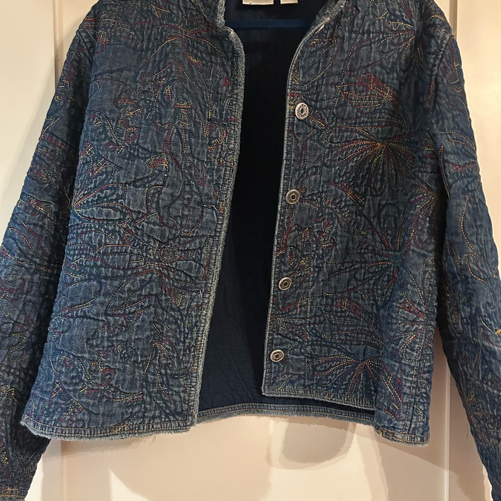 Chicos Embroidered Denim Jacket